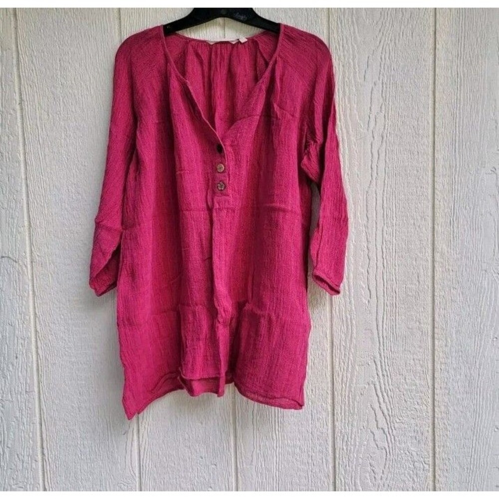 soft surroundings linen blend popover top wmns Sz Med
